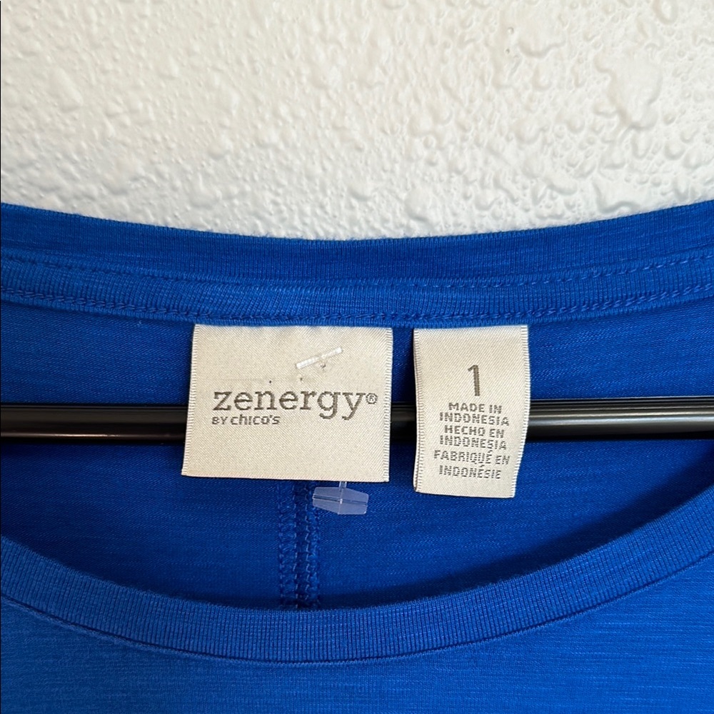 Zenergy by Chico’s Royal Blue Relaxed Asymmetrical Tunic Size 1 Equals to Size M - Picture 3 of 11